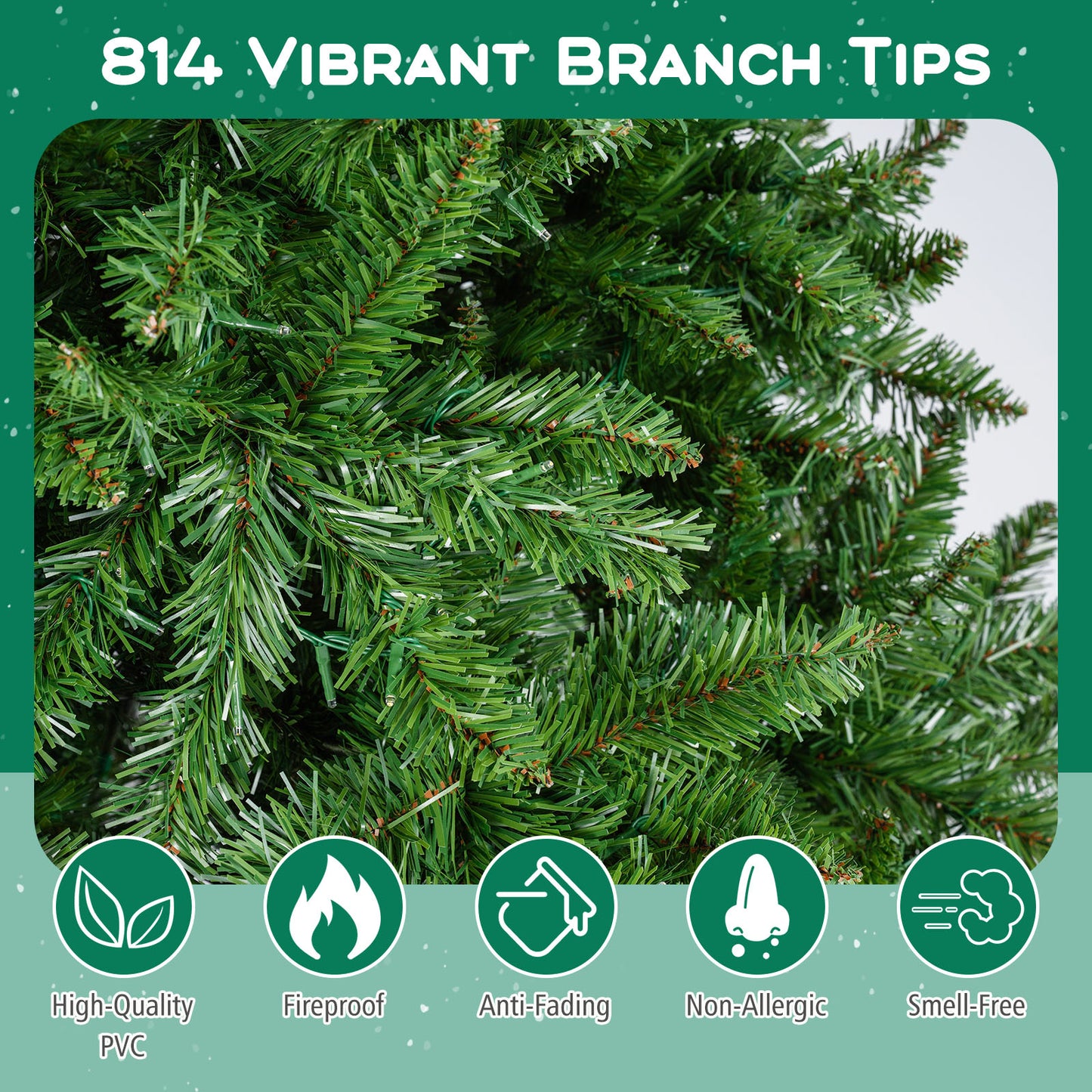 5/6/7 Feet Artificial Christmas Tree Hinged Xmas Tree with 7 Lighting Modes-6 Feet