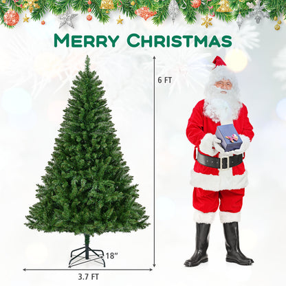 5/6/7 Feet Artificial Christmas Tree Hinged Xmas Tree with 7 Lighting Modes-6 Feet