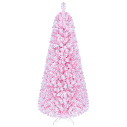 6 Ft Pink Flocked Christmas Tree with LED Lights