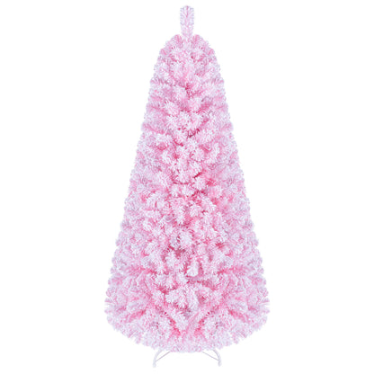6 Ft Pink Flocked Christmas Tree with LED Lights