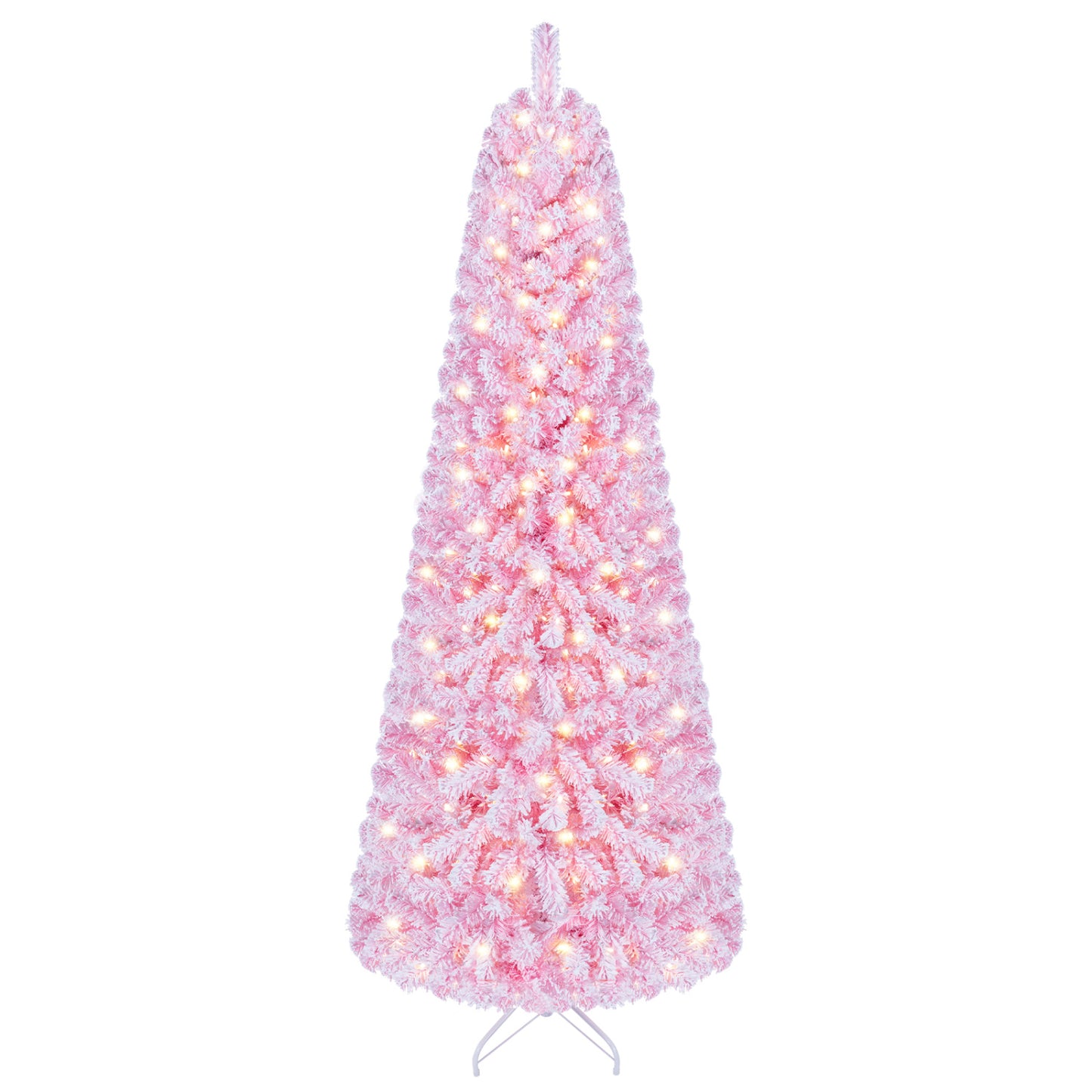 6 Ft Pink Flocked Christmas Tree with LED Lights
