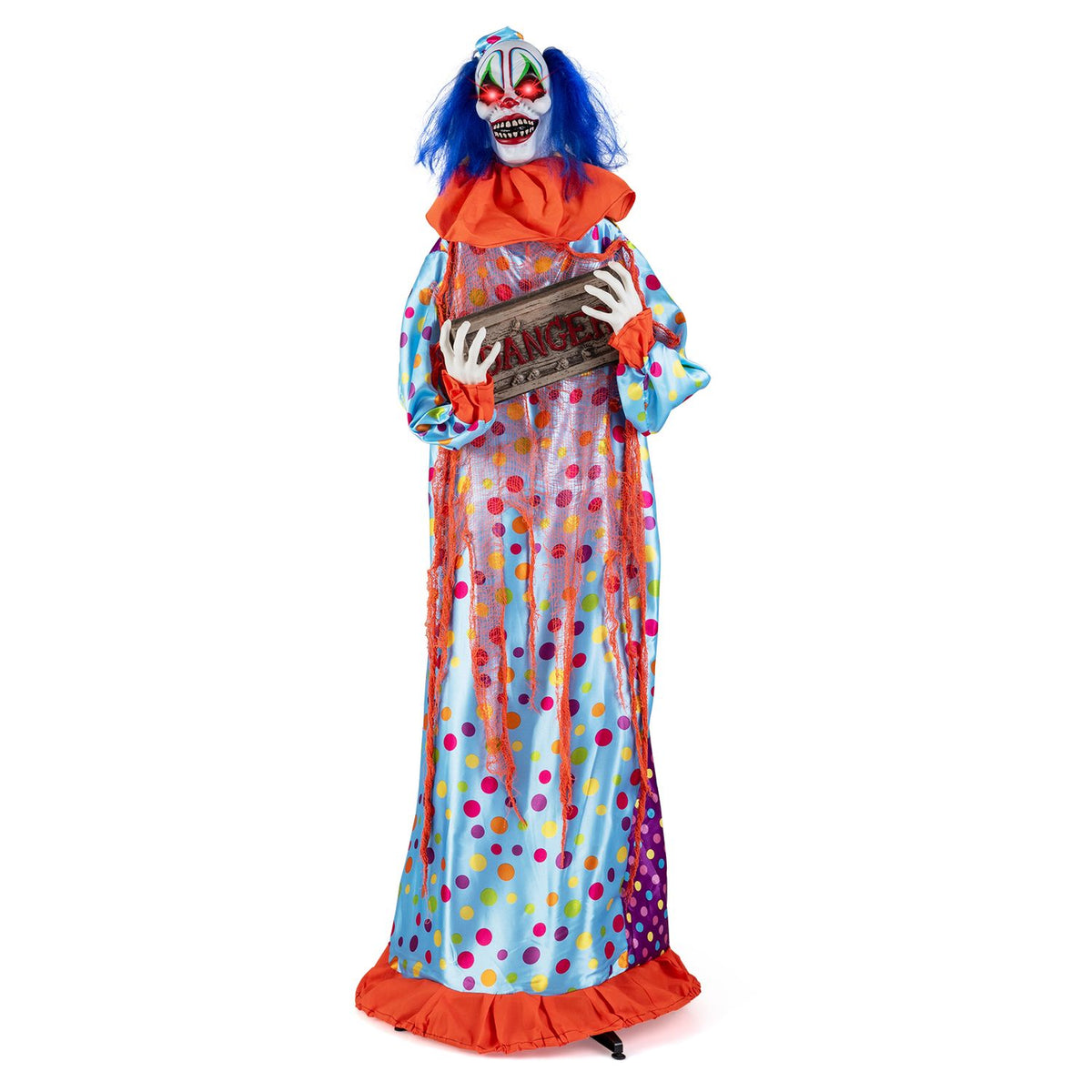 5.6 ft Halloween Animated Clown with Snap-up Head and Voice Effects