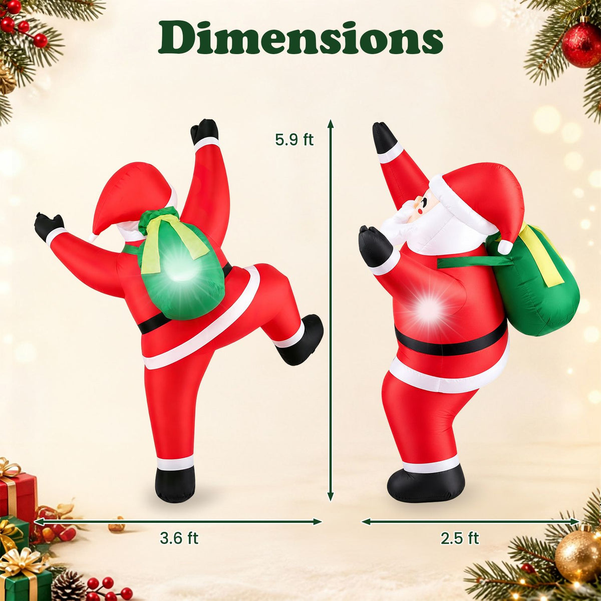 5.9 FT Christmas Inflatable Outdoor Decoration Climbing Santa for Holiday Decor