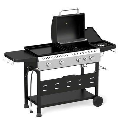 5-Burner Propane Gas Grill and Griddle Combo with Side Burner