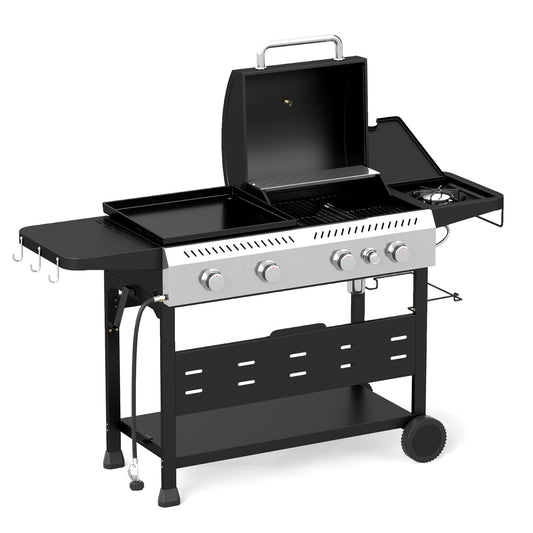 5-Burner Propane Gas Grill and Griddle Combo with Side Burner