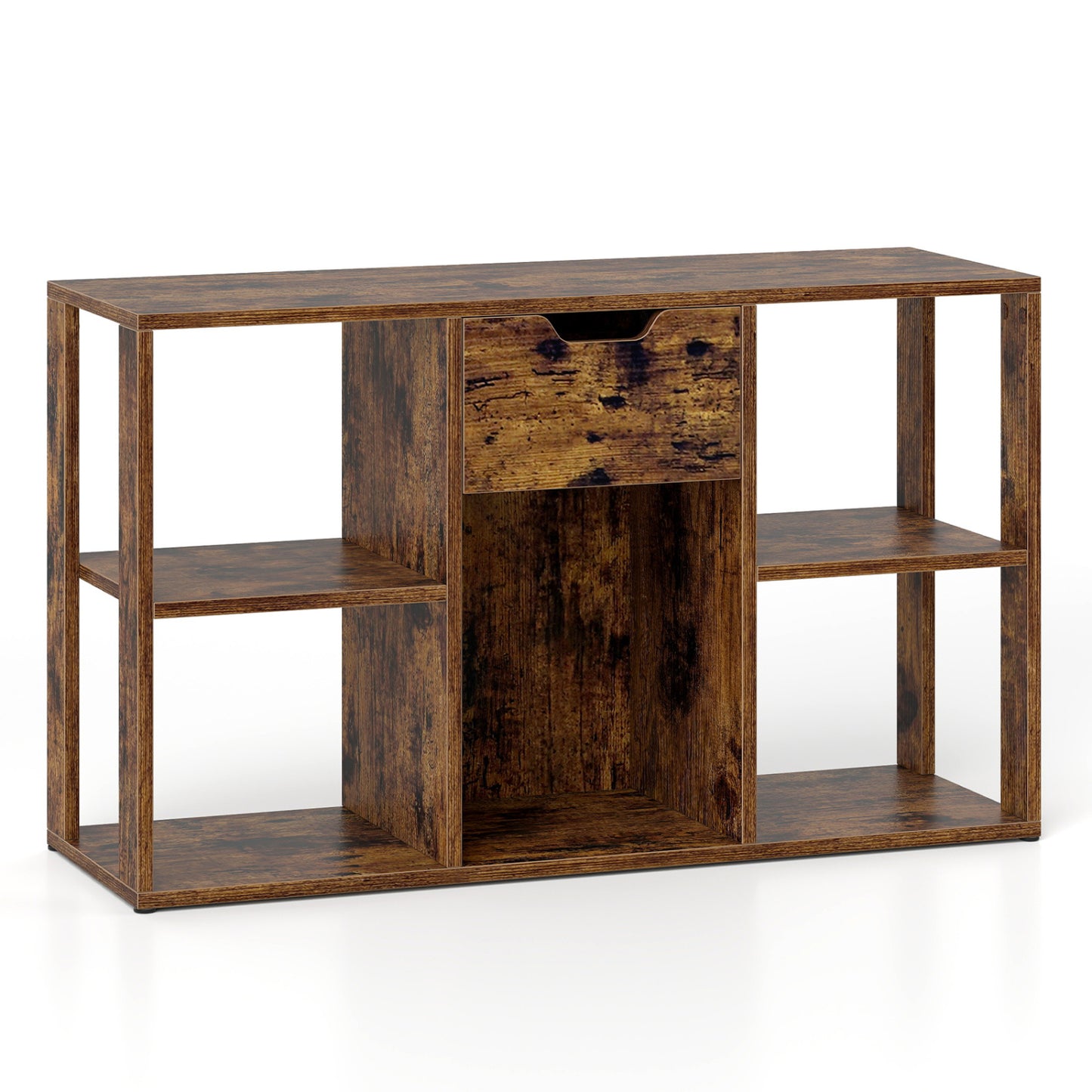 5-Cube Bookcase with Storage Drawer - Rustic Brown