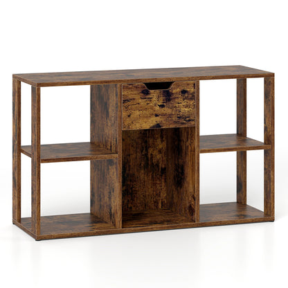5-Cube Bookcase with Storage Drawer - Rustic Brown