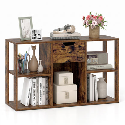 5-Cube Bookcase with Storage Drawer - Rustic Brown