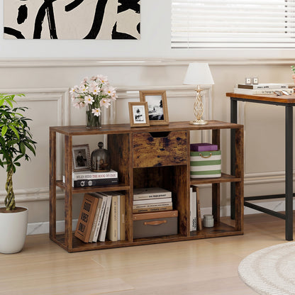5-Cube Bookcase with Storage Drawer - Rustic Brown