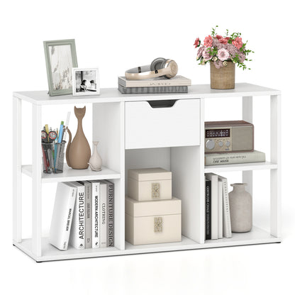 5-Cube Bookcase with Storage Drawer - Rustic Brown