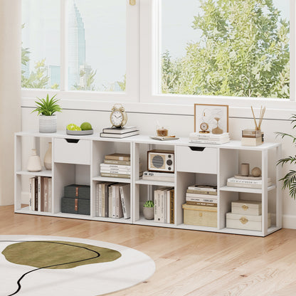 5-Cube Bookcase with Storage Drawer - Rustic Brown