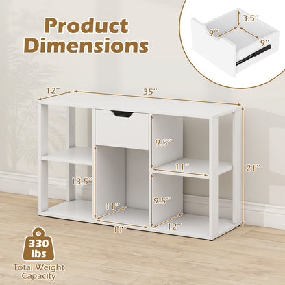 5-Cube Bookcase with Storage Drawer - Rustic Brown