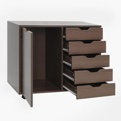 5-Drawer Mobile Storage Cabinet with Adjustable Shelf