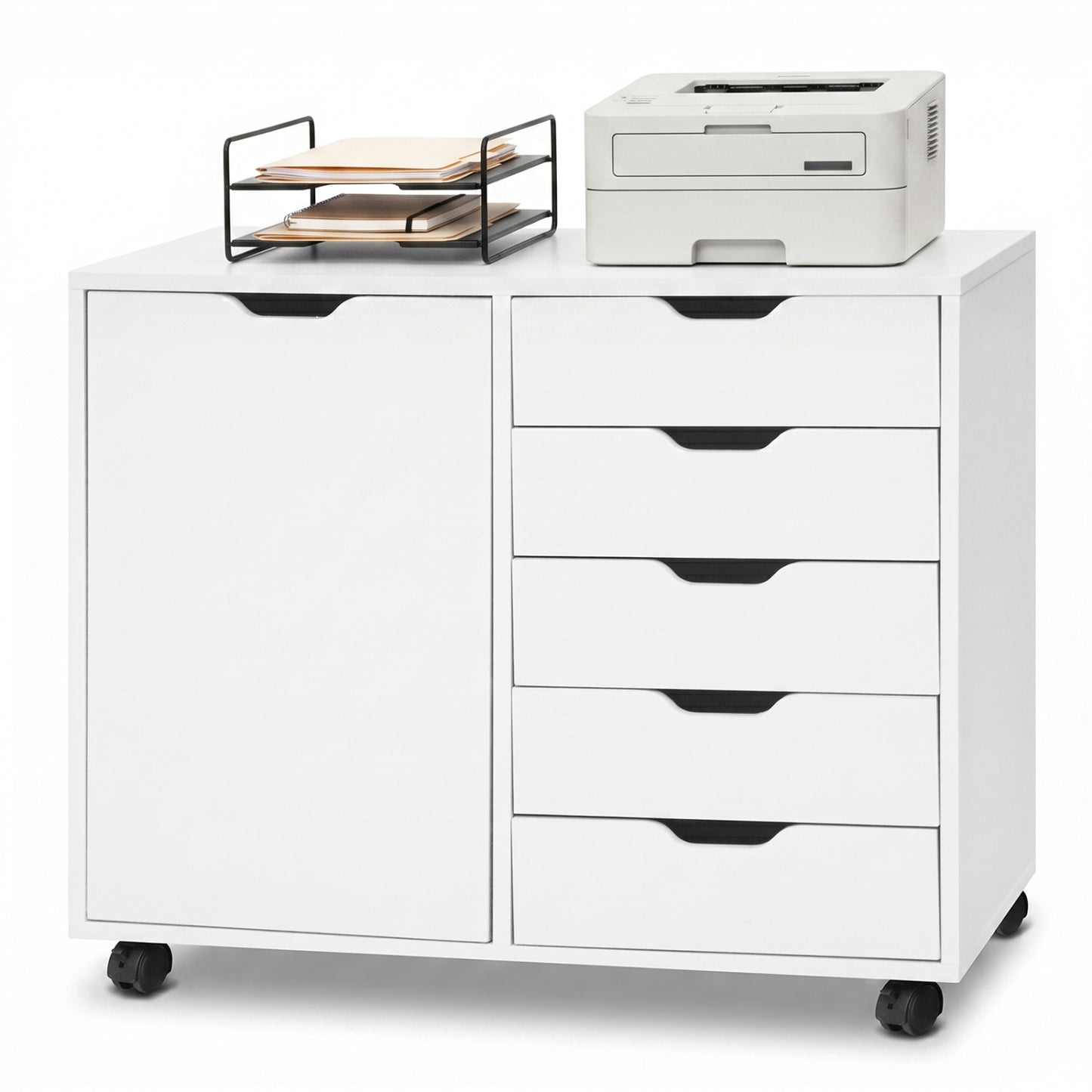 5-Drawer Mobile Storage Cabinet with Adjustable Shelf