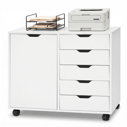 5-Drawer Mobile Storage Cabinet with Adjustable Shelf