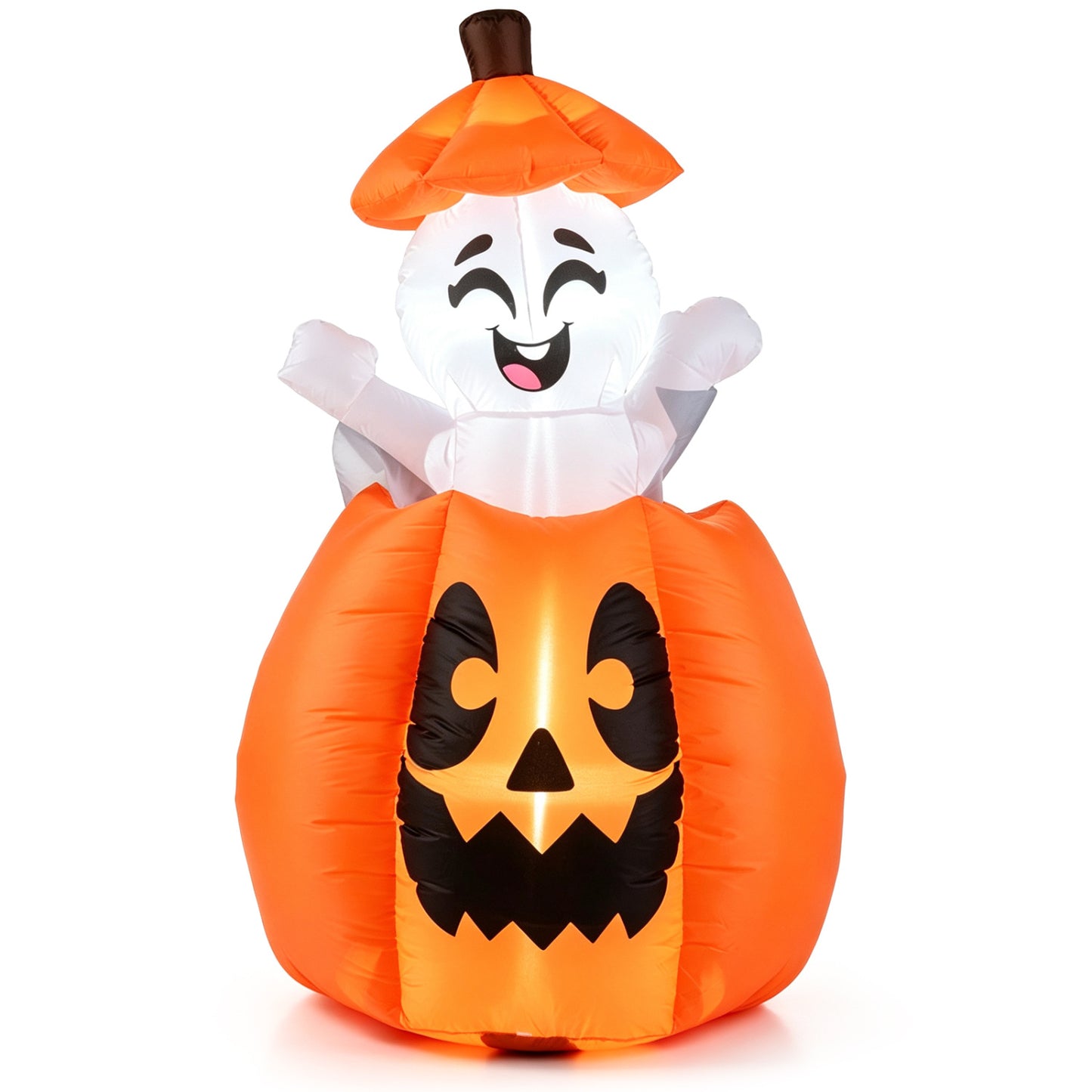 5 FT Animated Halloween Inflatable Pumpkin with Rising Ghost