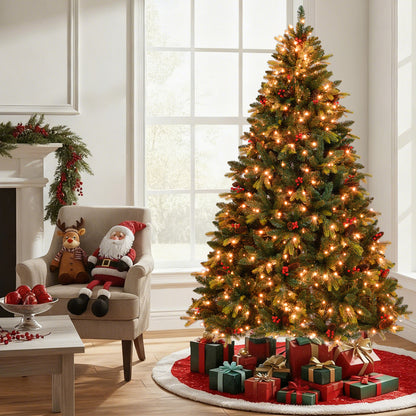 5/6/7/8 FT Artificial Christmas Tree with LED Lights and Remote APP Control-7 ft