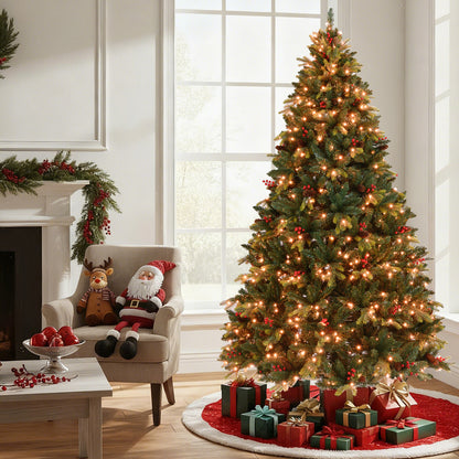 5/6/7/8 FT Artificial Christmas Tree with LED Lights and Remote APP Control-8 ft