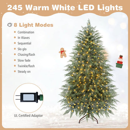 5 FT Artificial Christmas Tree with 406 Full Branch Tips and 245 Warm White LED Lights