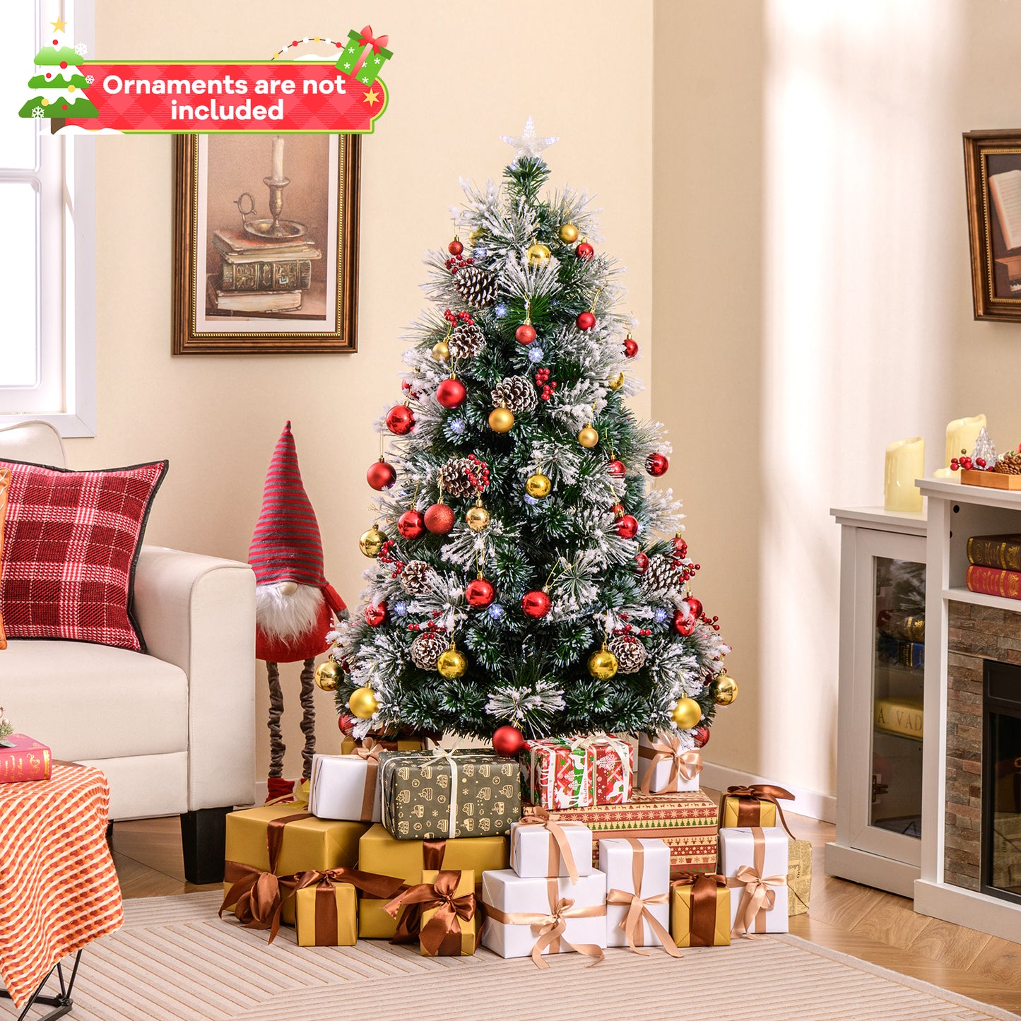 5 FT Flocked Christmas Tree with 8 Lighting Modes