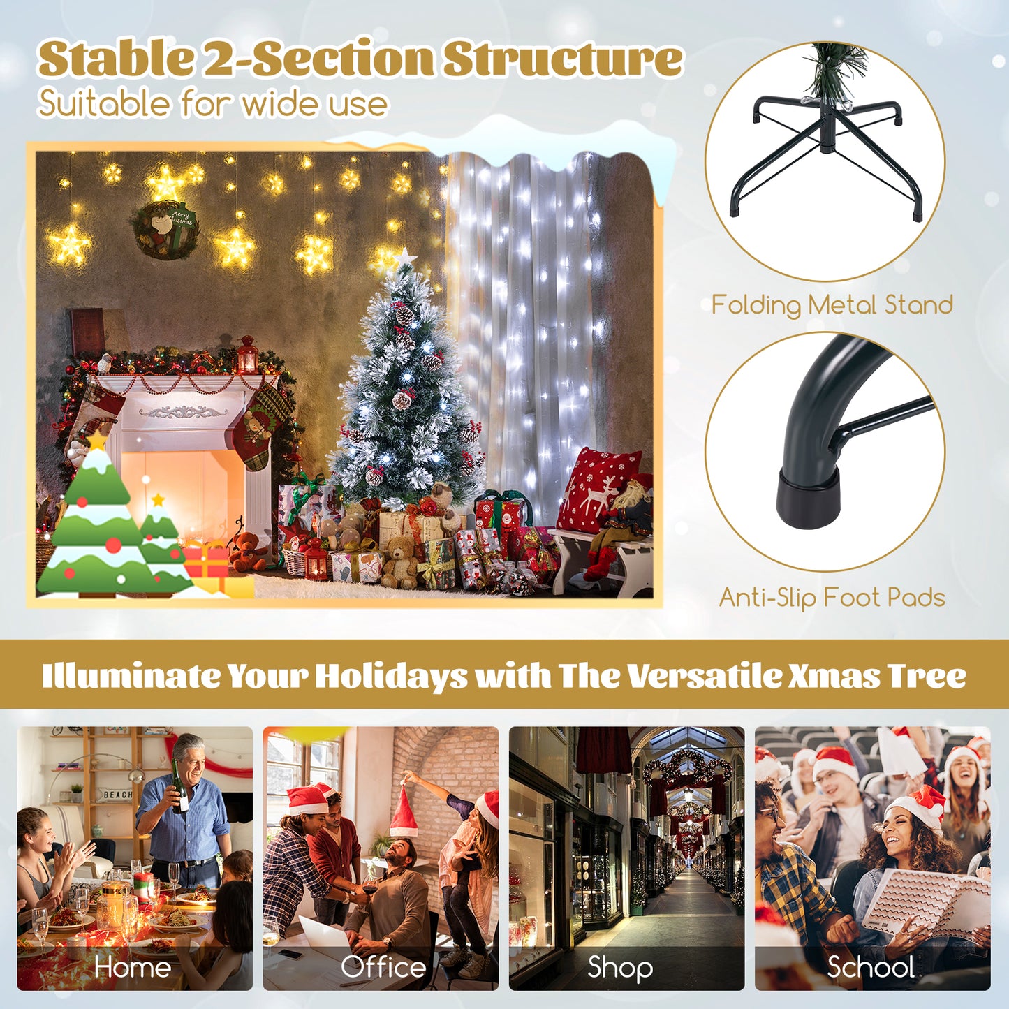 5 FT Flocked Christmas Tree with 8 Lighting Modes