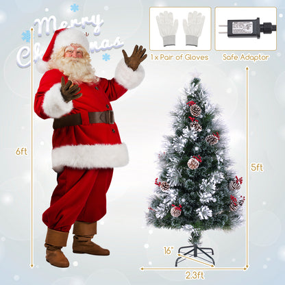 5 FT Flocked Christmas Tree with 8 Lighting Modes
