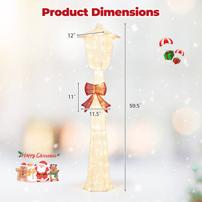 5 FT Lighted Christmas Lamp Post with Bowknot Decorations