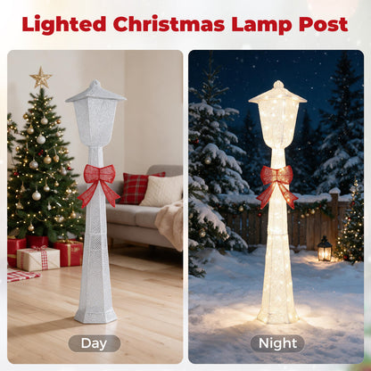 5 FT Lighted Christmas Lamp Post with Bowknot Decorations