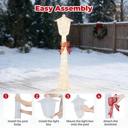 5 FT Lighted Christmas Lamp Post with Bowknot Decorations