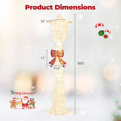 5 FT Lighted Christmas Lamp Post with Bowknot Decorations