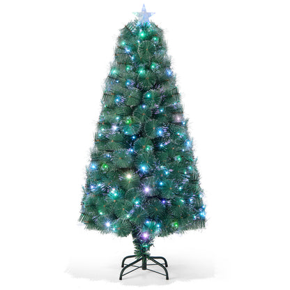 5/6/7 FT Pre-Lit Fiber Optic Christmas Tree with 148/185/226 Multi-Color LED Lights and Top Star Light-5 ft
