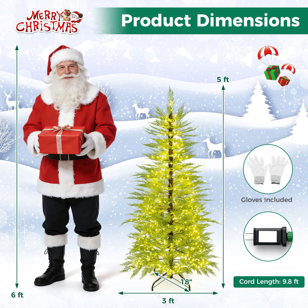 5 FT Pre-Lit Artificial Christmas Tree with 670 Warm White Lights
