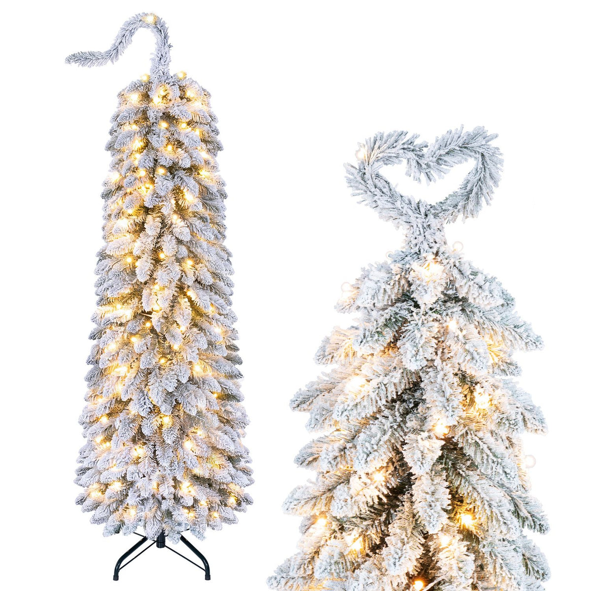 5 FT Pre-Lit Artificial Christmas Tree with Bendable Top and 110 Warm White LED Lights
