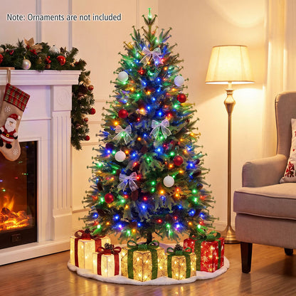 6FT Pre-Lit Artificial Christmas Tree with Warm White and Multicolor LED Lights