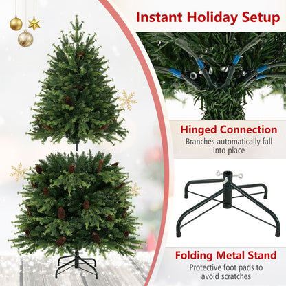 6FT Pre-Lit Artificial Christmas Tree with Warm White and Multicolor LED Lights