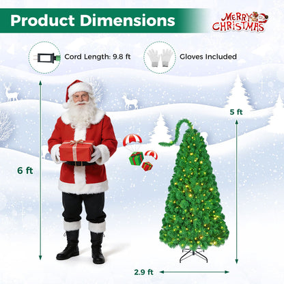 6 FT Pre-Lit Artificial Christmas Tree with Green Snow Flocking