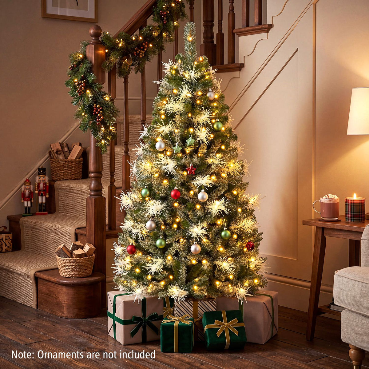 6 FT Pre-lit Christmas Tree with 250/470 Warm White and Multi-color Dimmable LED Lights for Home Party