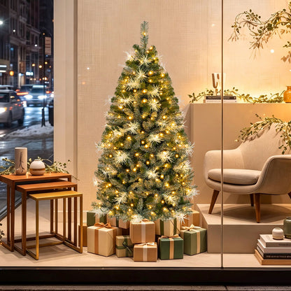 6 FT Pre-lit Christmas Tree with 250/470 Warm White and Multi-color Dimmable LED Lights for Home Party