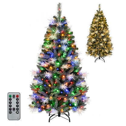 6 FT Pre-lit Christmas Tree with 250/470 Warm White and Multi-color Dimmable LED Lights for Home Party