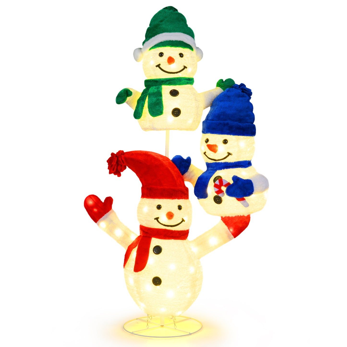 5 FT Stacked Snowman Lighted Christmas Decoration with 110 LED Lights