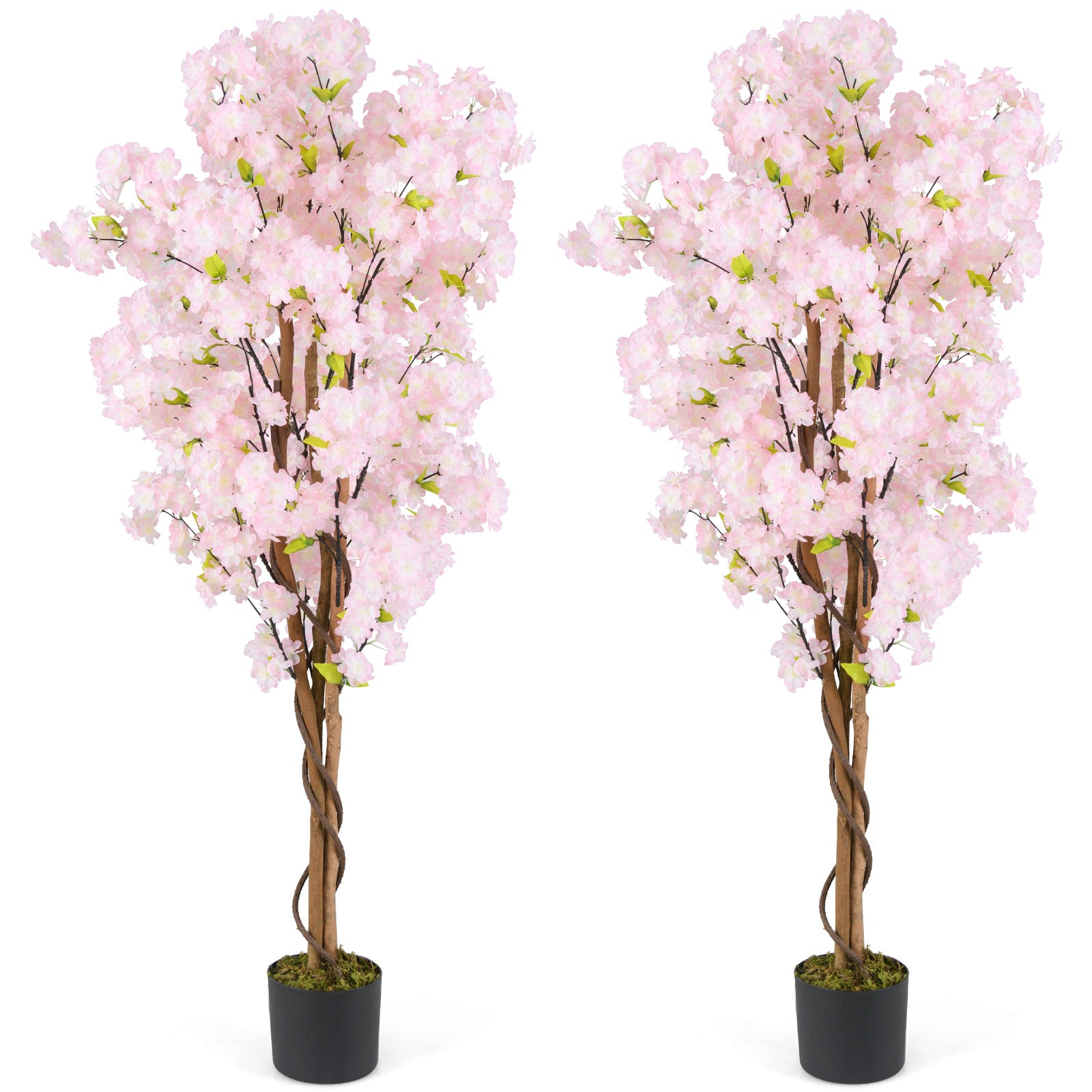5 FT Tall Artificial Cherry Blossom Tree with Pink Flowers-2 Pack - 2 Pack
