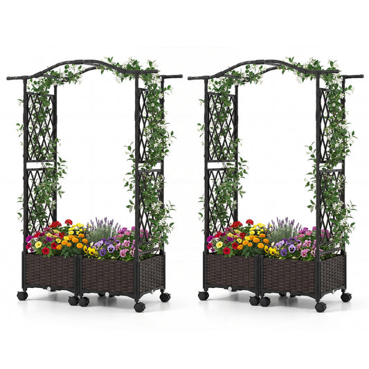 5 FT Tall Raised Garden bed with Lockable Wheels and Hanging Roof for Climbing Flowers