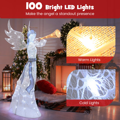 5 Feet Christmas Angel with 100 LED Lights and Ground Stakes