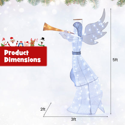 5 Feet Christmas Angel with 100 LED Lights and Ground Stakes
