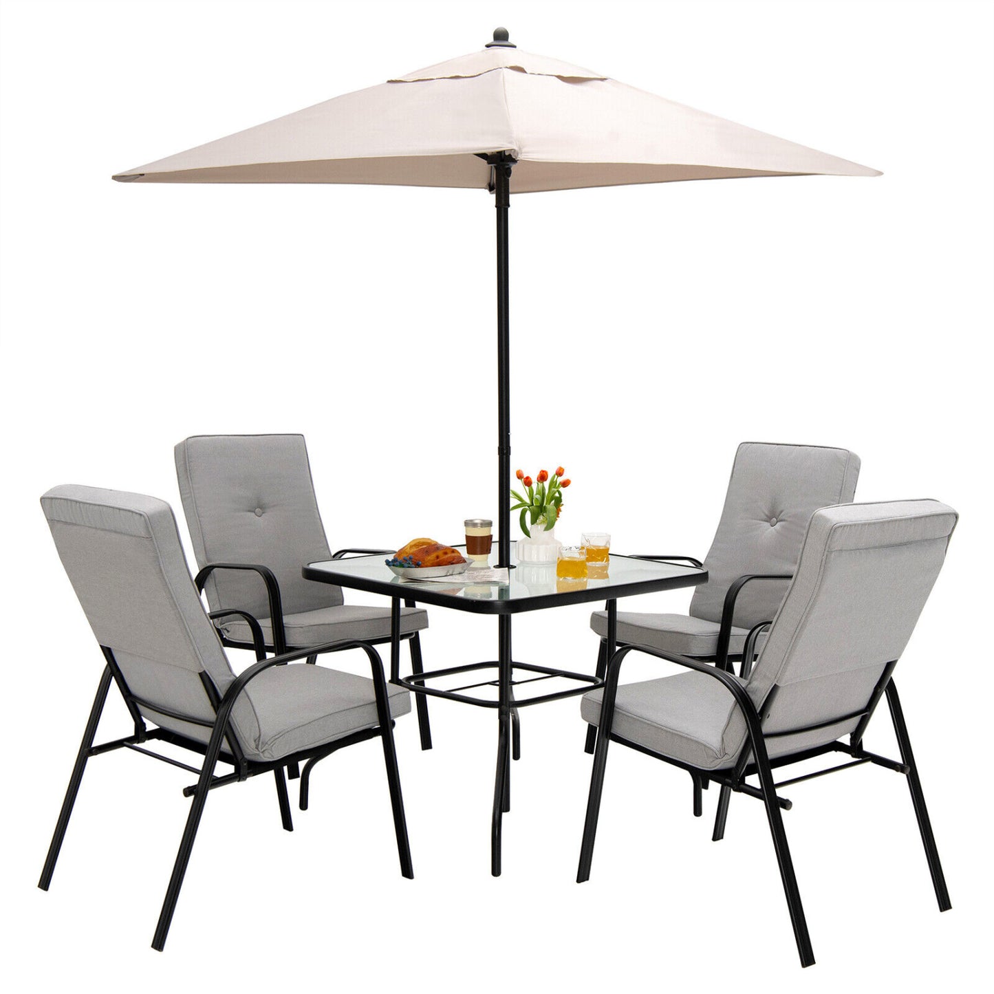 5 Foot Square Patio Market Umbrella with 4 Ribs