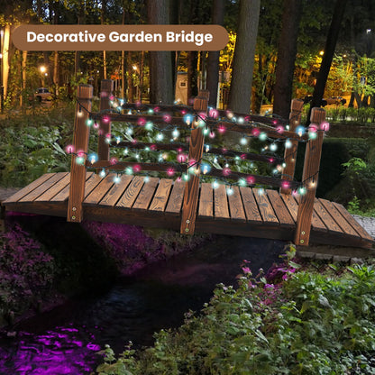5 Feet Wooden Garden Bridge with Safety Rails