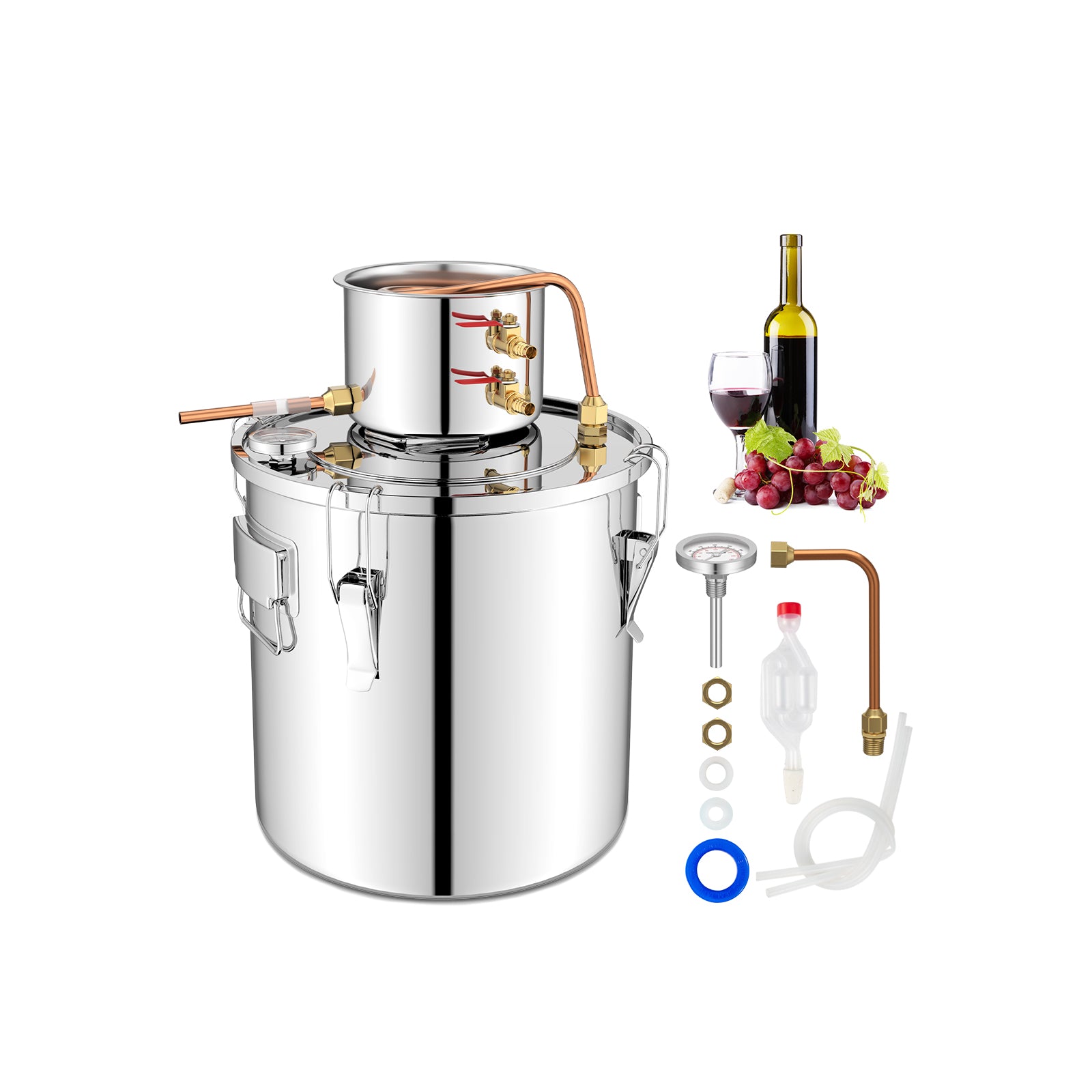 10 Gal 40 L Water Alcohol Distiller with 2 Stainless Steel Pots-10 Gal - 5 Gal