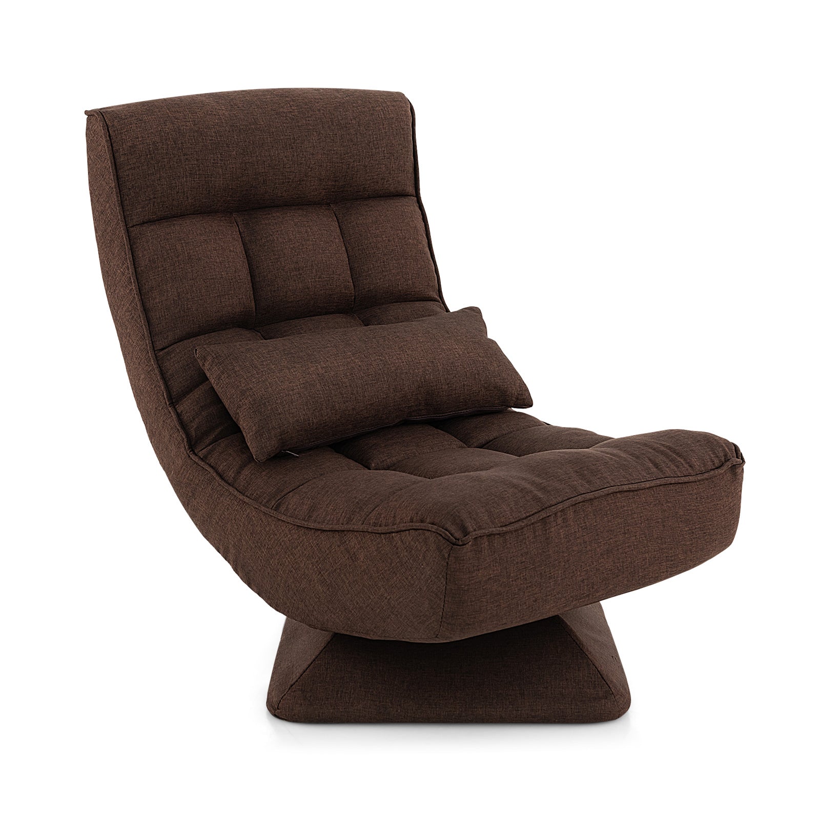 5-Level Adjustable 360° Swivel Floor Chair with Massage Pillow-Black - Brown