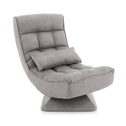 5-Level Adjustable 360° Swivel Floor Chair with Massage Pillow-Black - Gray