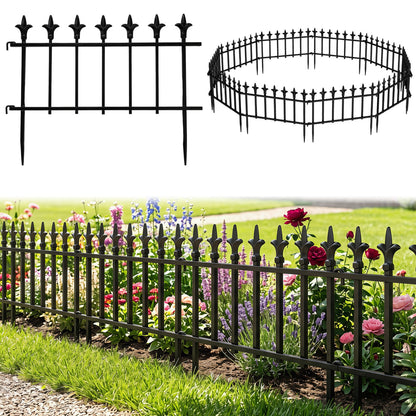 Decorative Metal Garden Fence 5-Pack or 10-Pack No-Dig
